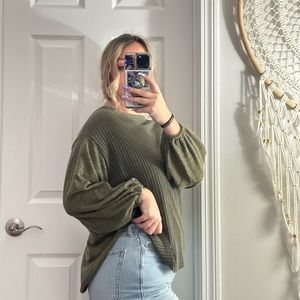 Green Double Fabric Long sleeve